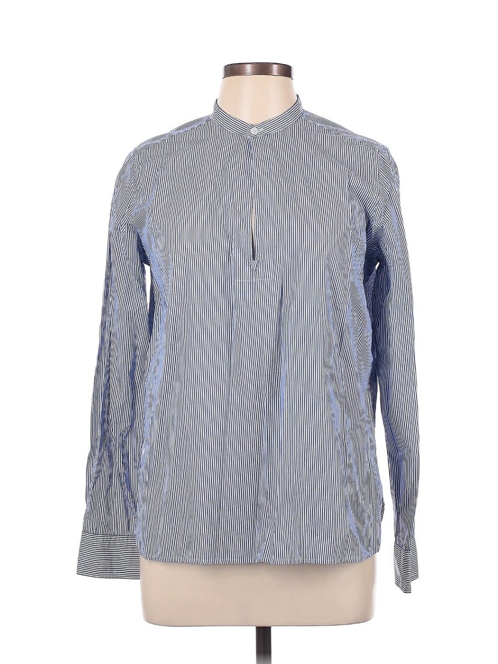 Ralph Lauren Sport Blue and White Pinstripe Band Collar Shirt Size 10